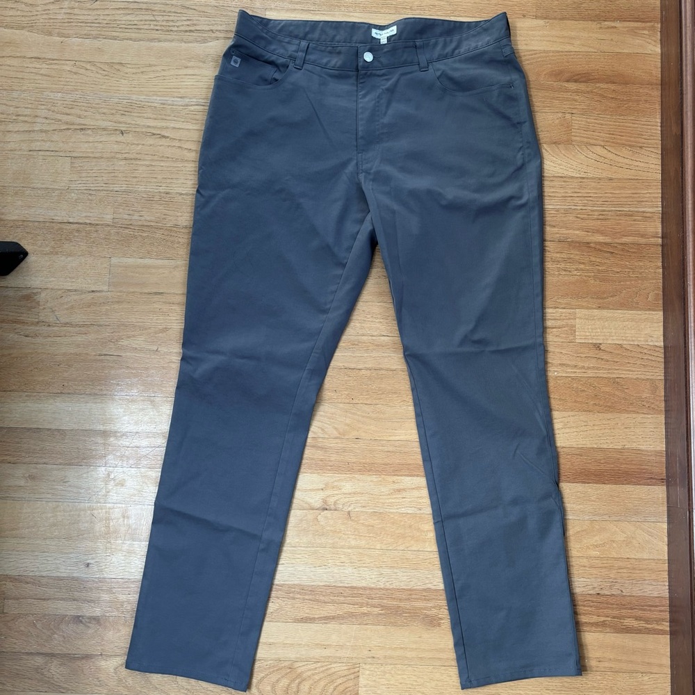 Size 38/32 five pocket performance pant. Dark gray website calls the color Iron